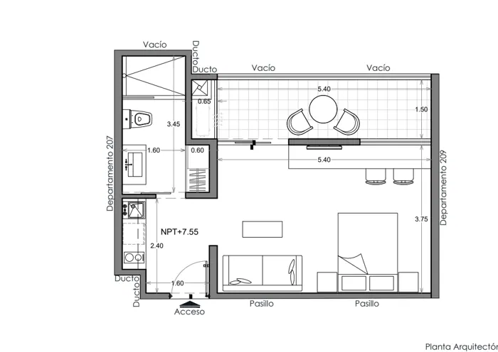 Plano de Depto. 208, Costa Celeste