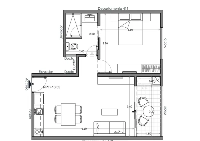Plano de Depto. 412, Costa Celeste