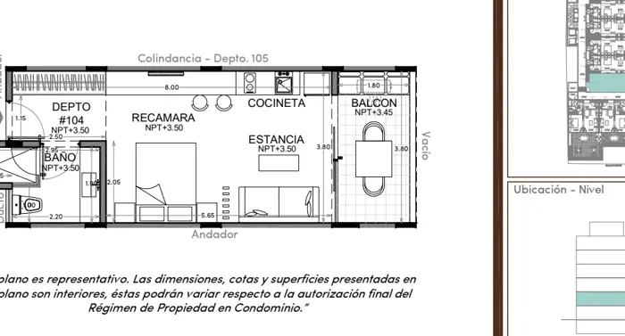 Plano de Depto. 104, Studio 34