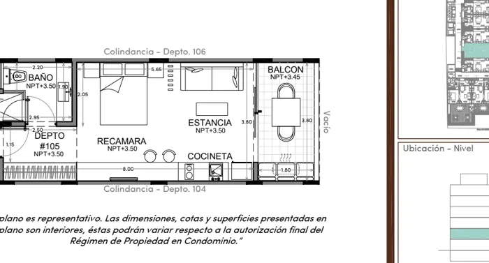 Plano de Depto. 105, Studio 34