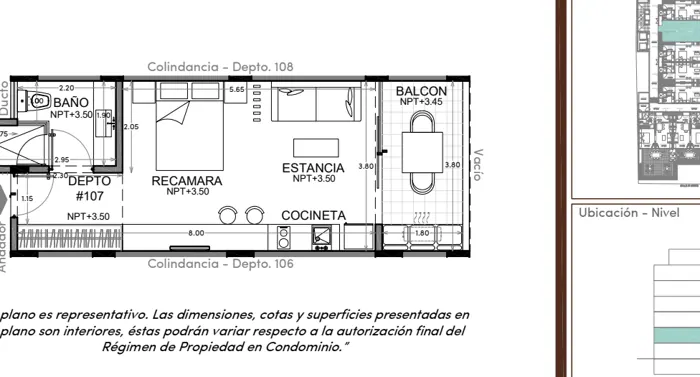 Plano de Depto. 107, Studio 34